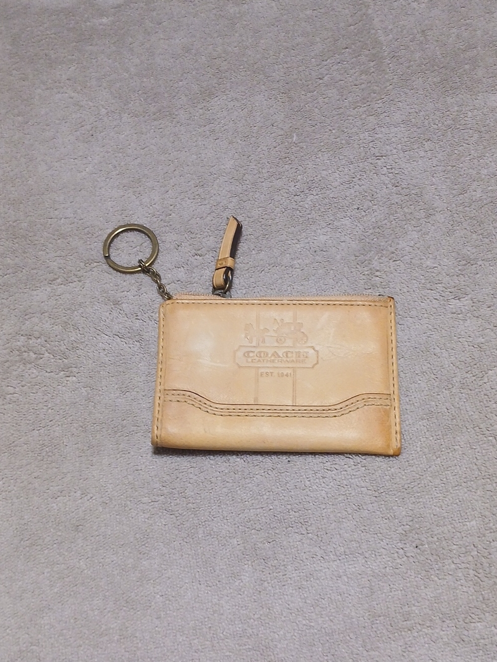 Coach Tan Leather Card Holder Keyring